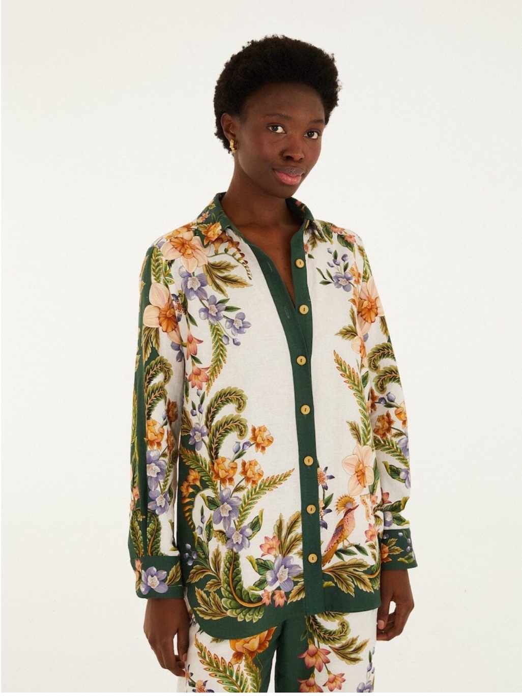 Nwt Farm Rio Nature Collared Long Sleeve Buttondown Top Xs